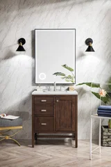Addison 30" Single Vanity, Mid-Century Acacia w/ 3 CM Ethereal Noctis Silestone Top