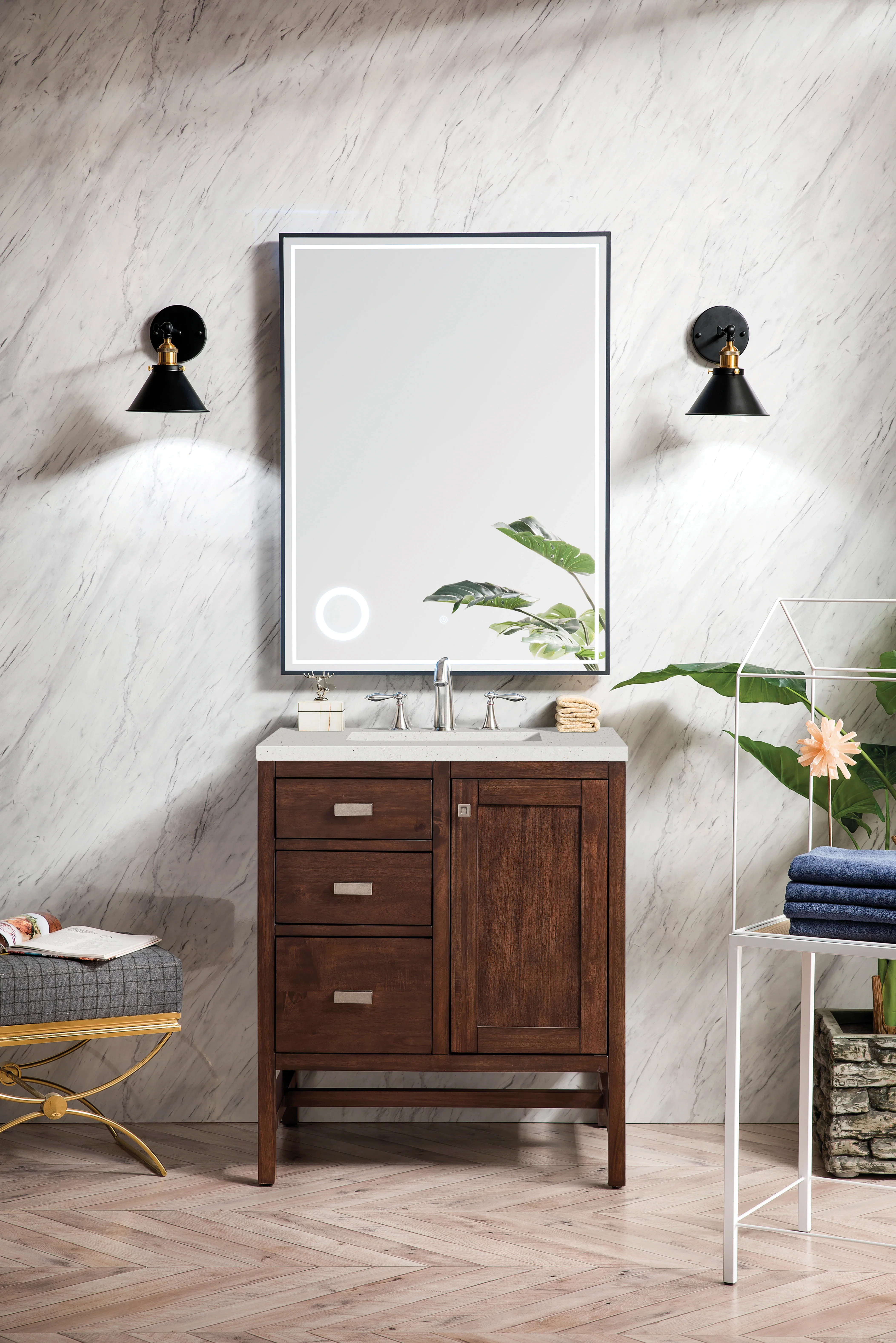 Addison 30" Single Vanity, Mid-Century Acacia w/ 3 CM Lime Delight Silestone Top