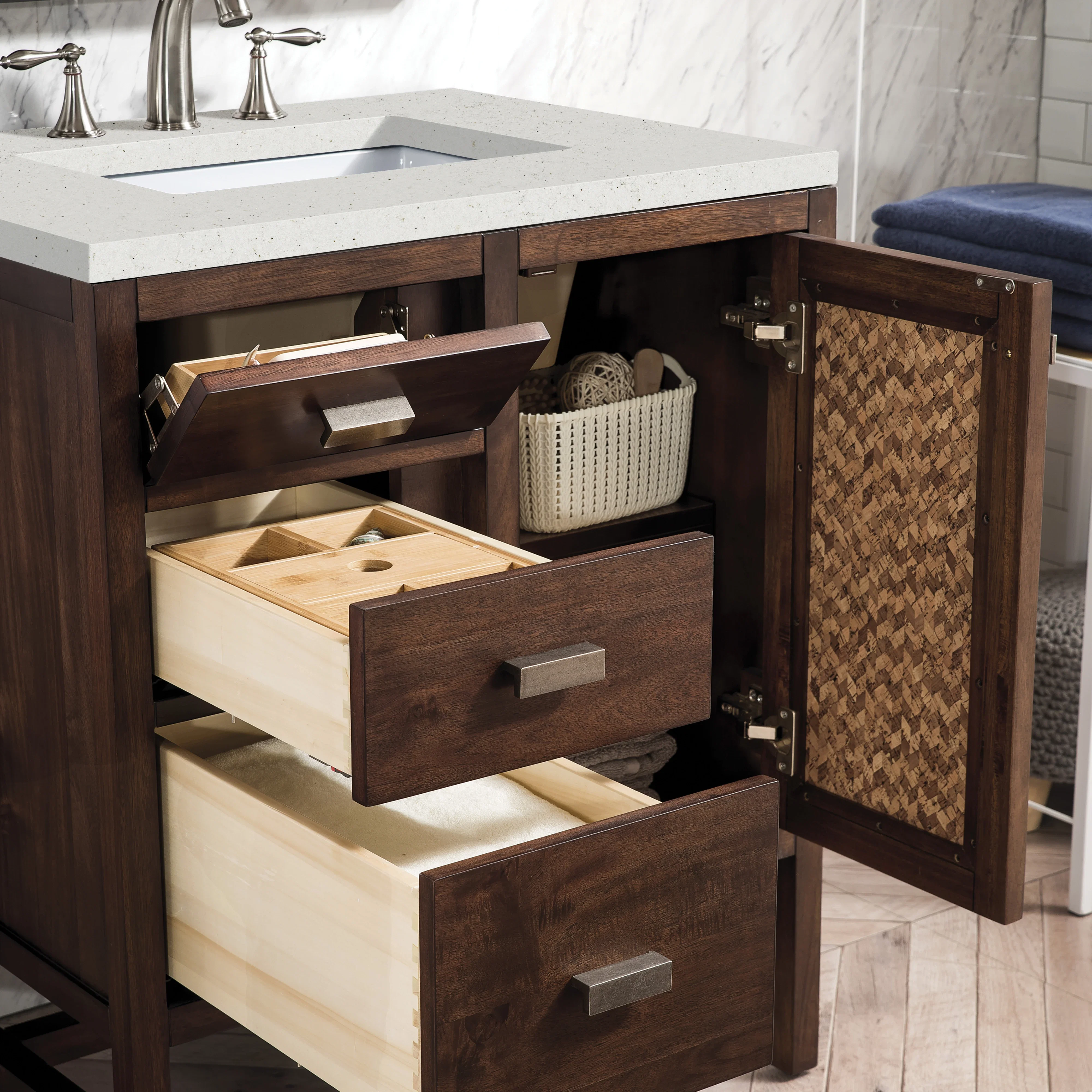 Addison 30" Single Vanity, Mid-Century Acacia w/ 3 CM Lime Delight Silestone Top