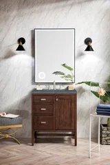 Addison 30" Single Vanity, Mid-Century Acacia w/ 3 CM Parisien Bleu Silestone Top