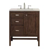 Addison 30" Single Vanity, Mid-Century Acacia, w/ 3 CM Siberian Silestone Top
