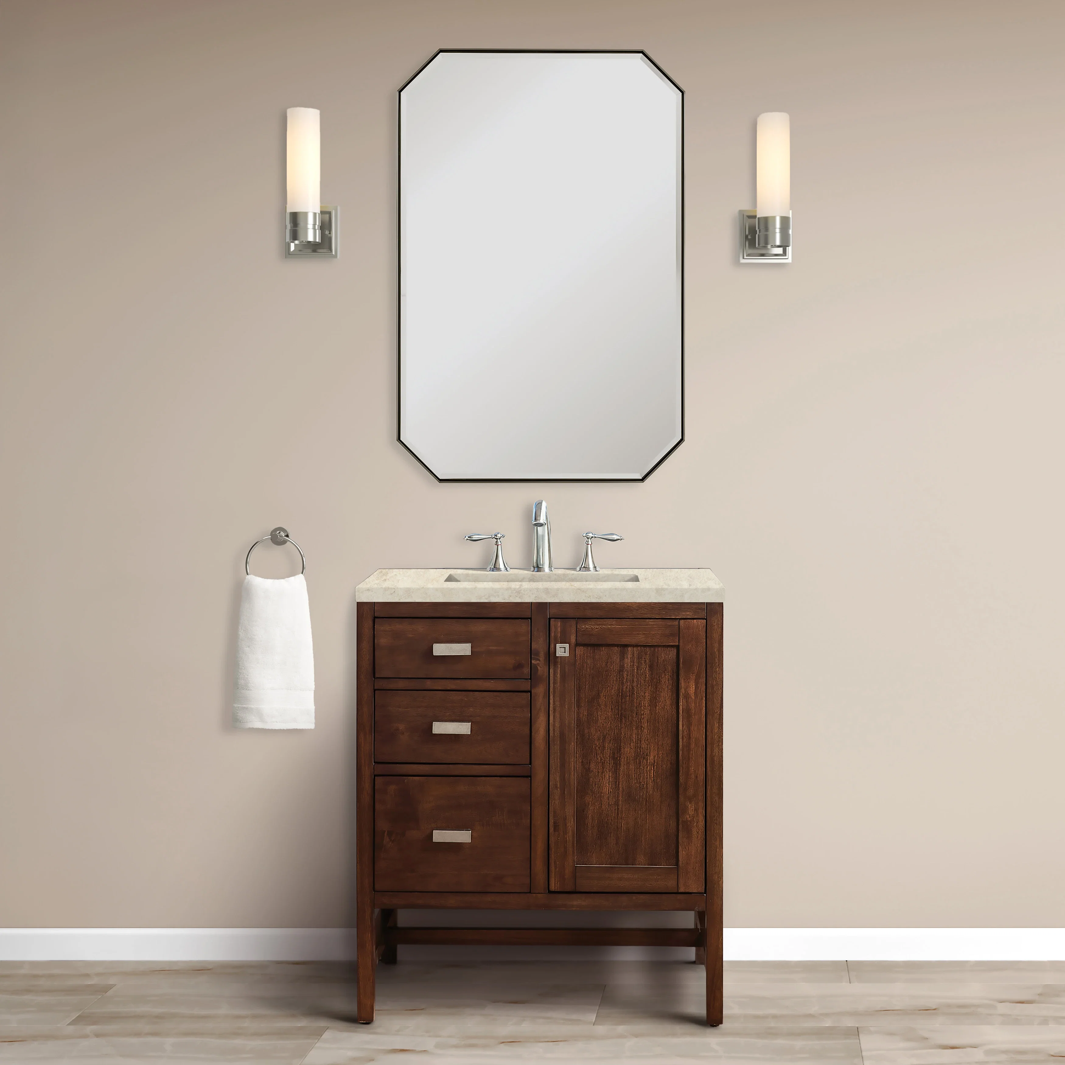 Addison 30" Single Vanity, Mid-Century Acacia, w/ 3 CM Tajnar Eclos Top