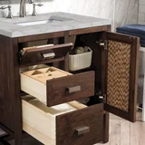 Addison 30" Single Vanity, Mid-Century Acacia w/ 3 CM Victorian Silver Silestone Top