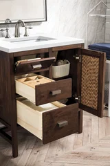 Addison 30" Single Vanity, Mid-Century Acacia w/ 3 CM White Zeus Silestone Top
