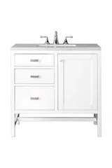 Addison 36" Single Vanity, Glossy White w/ 3 CM Eternal Jasmine Pearl Silestone Top