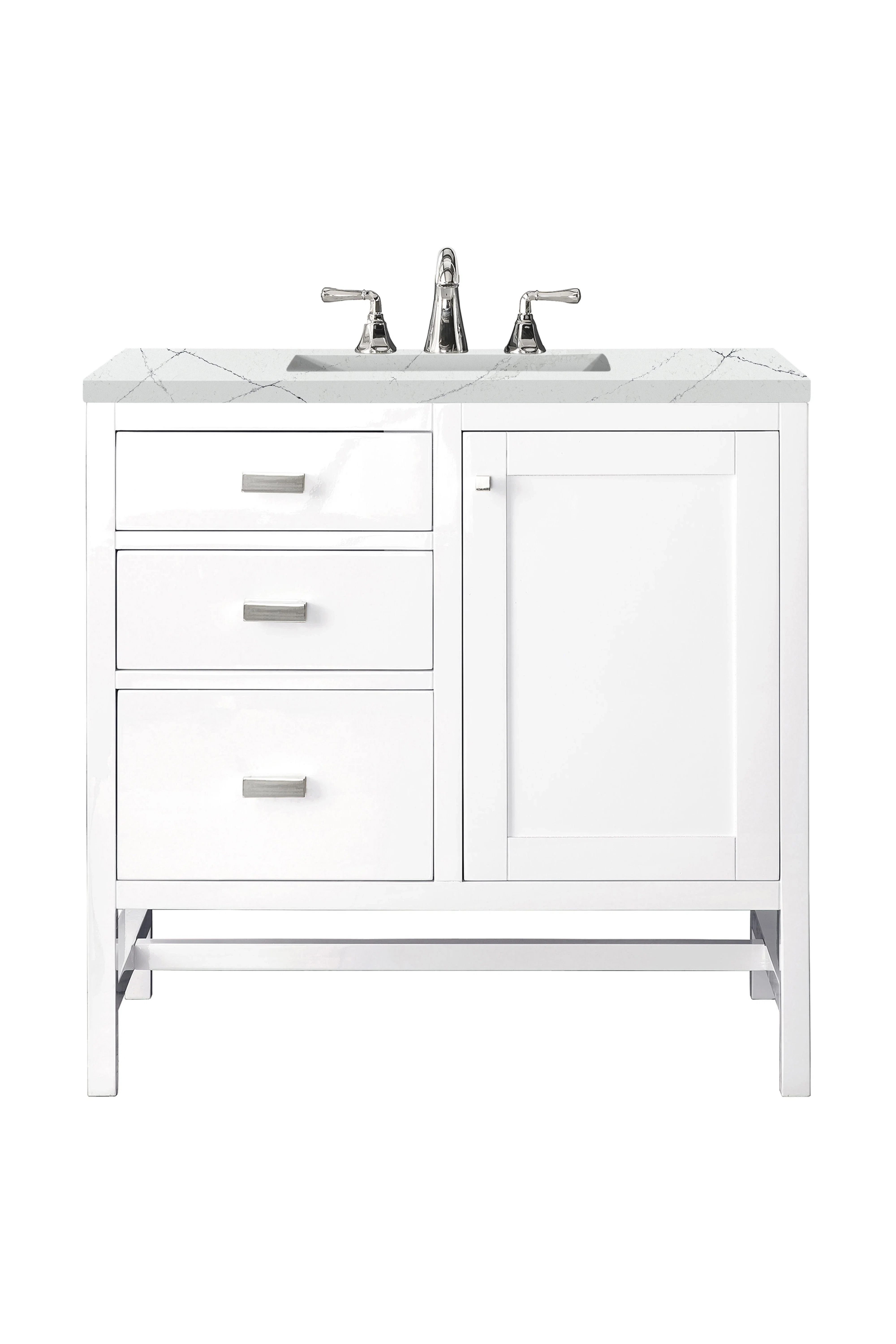 Addison 36" Single Vanity, Glossy White w/ 3 CM Ethereal Noctis Top