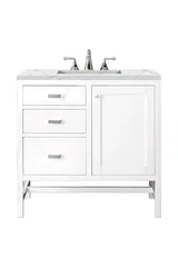 Addison 36" Single Vanity, Glossy White w/ 3 CM Ethereal Noctis Top