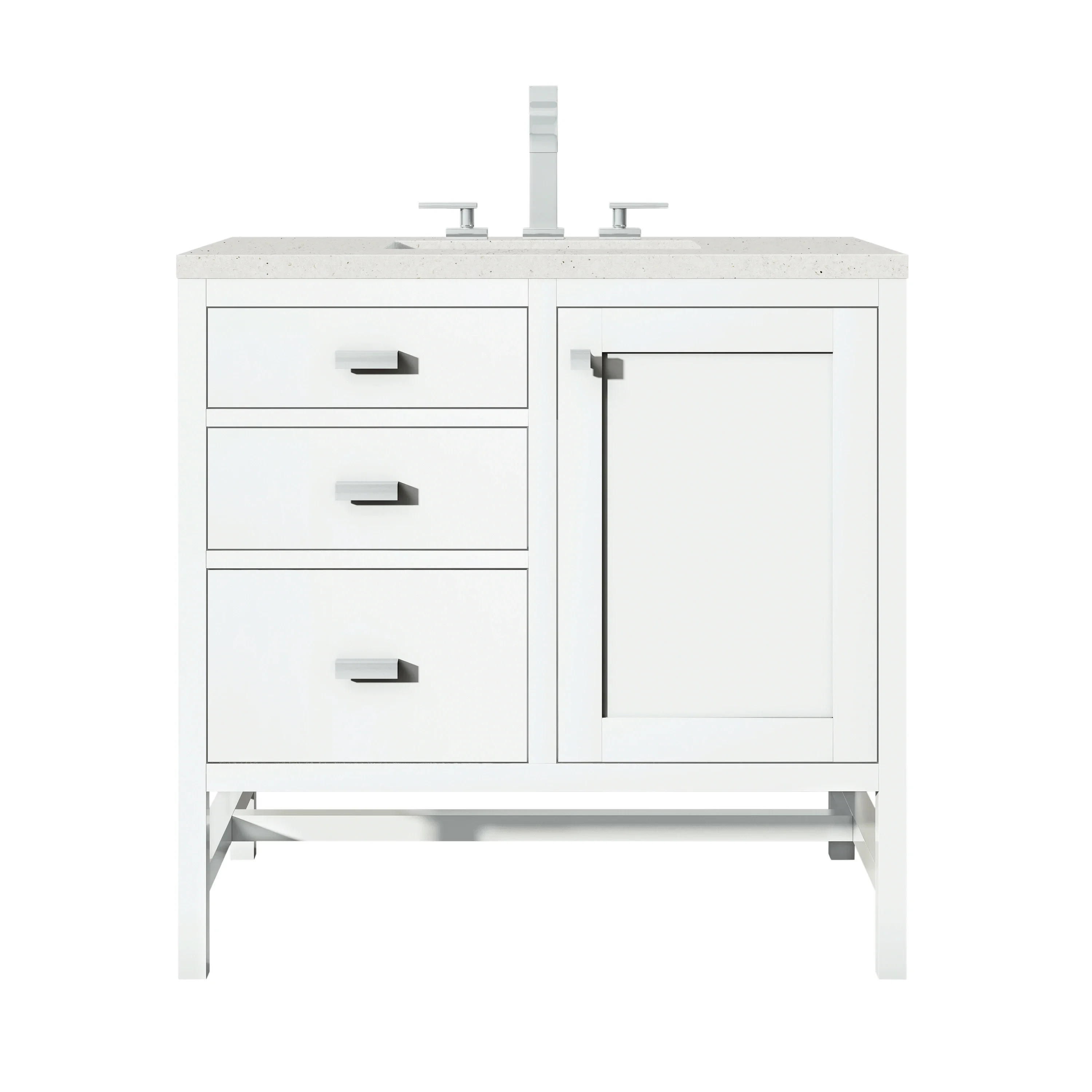 Addison 36" Single Vanity, Glossy White w/ 3 CM Lime Delight Silestone Top
