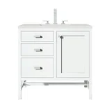 Addison 36" Single Vanity, Glossy White w/ 3 CM Lime Delight Silestone Top
