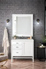 Addison 36" Single Vanity, Glossy White w/ 3 CM Lime Delight Silestone Top