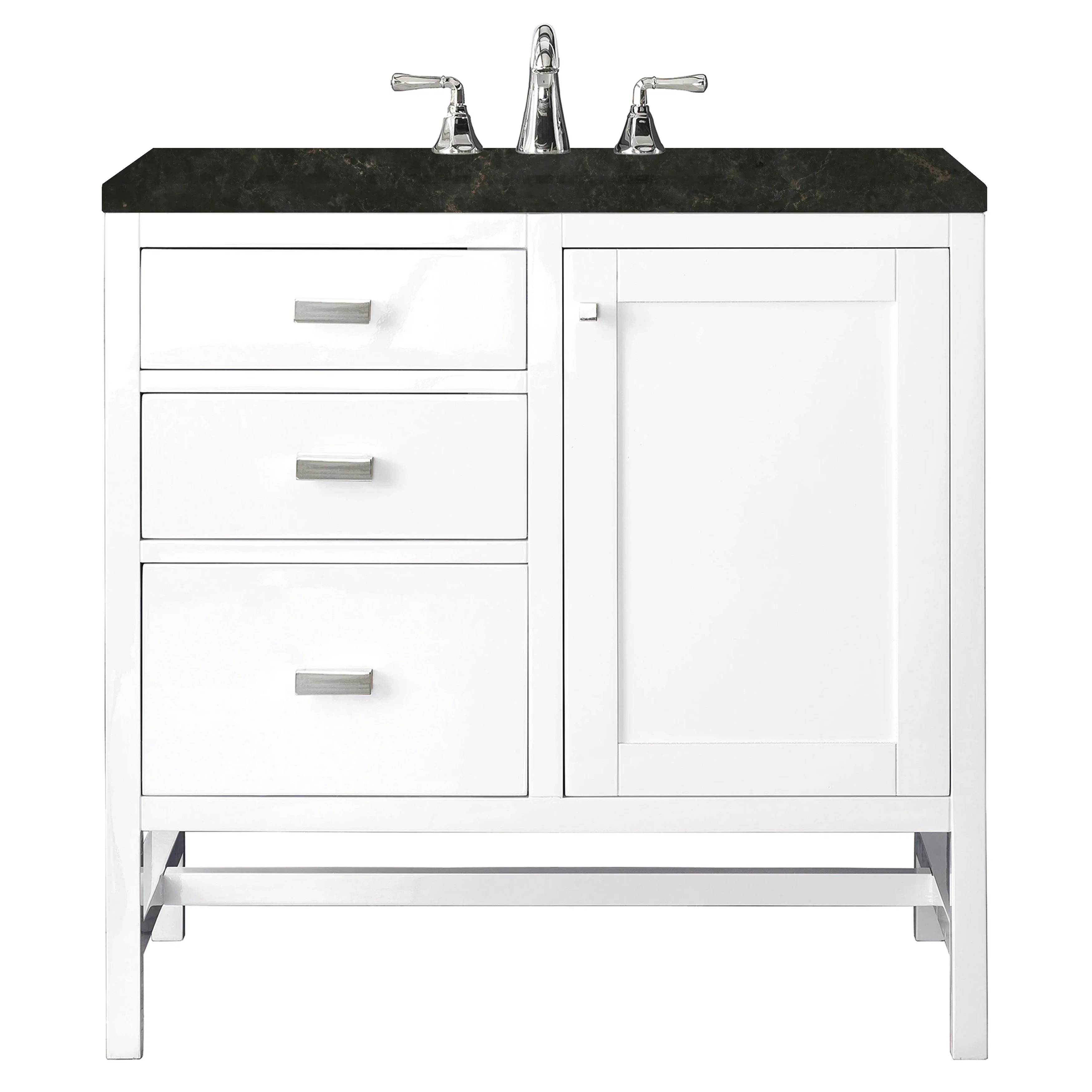 Addison 36" Single Vanity, Glossy White, w/ 3 CM Phantome Eclos Top