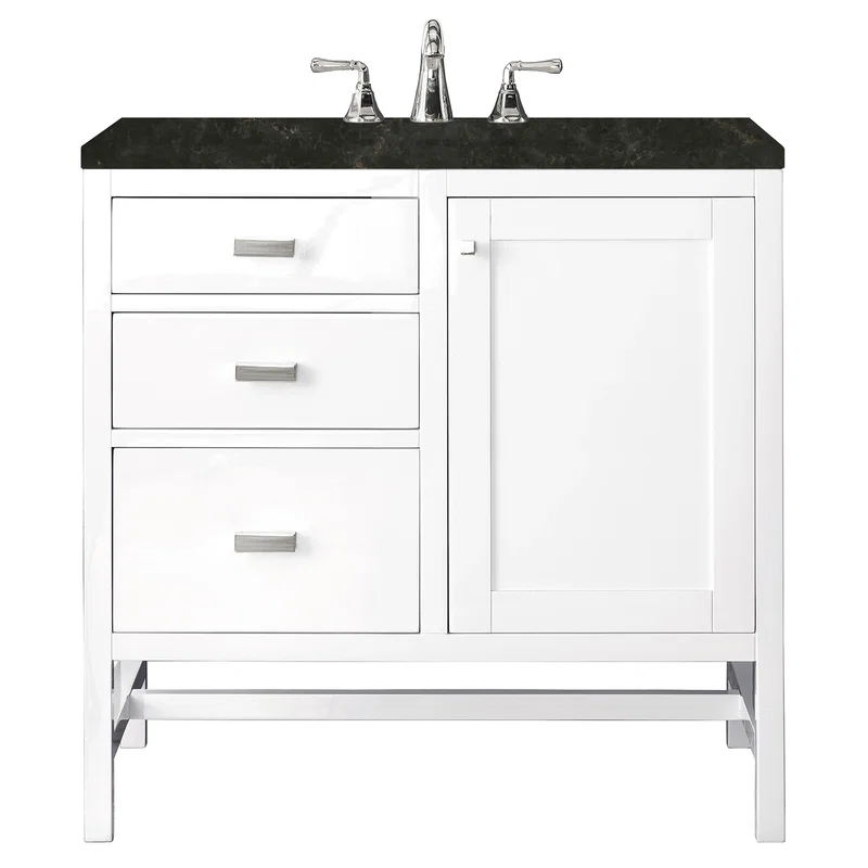 Addison 36" Single Vanity, Glossy White, w/ 3 CM Phantome Eclos Top