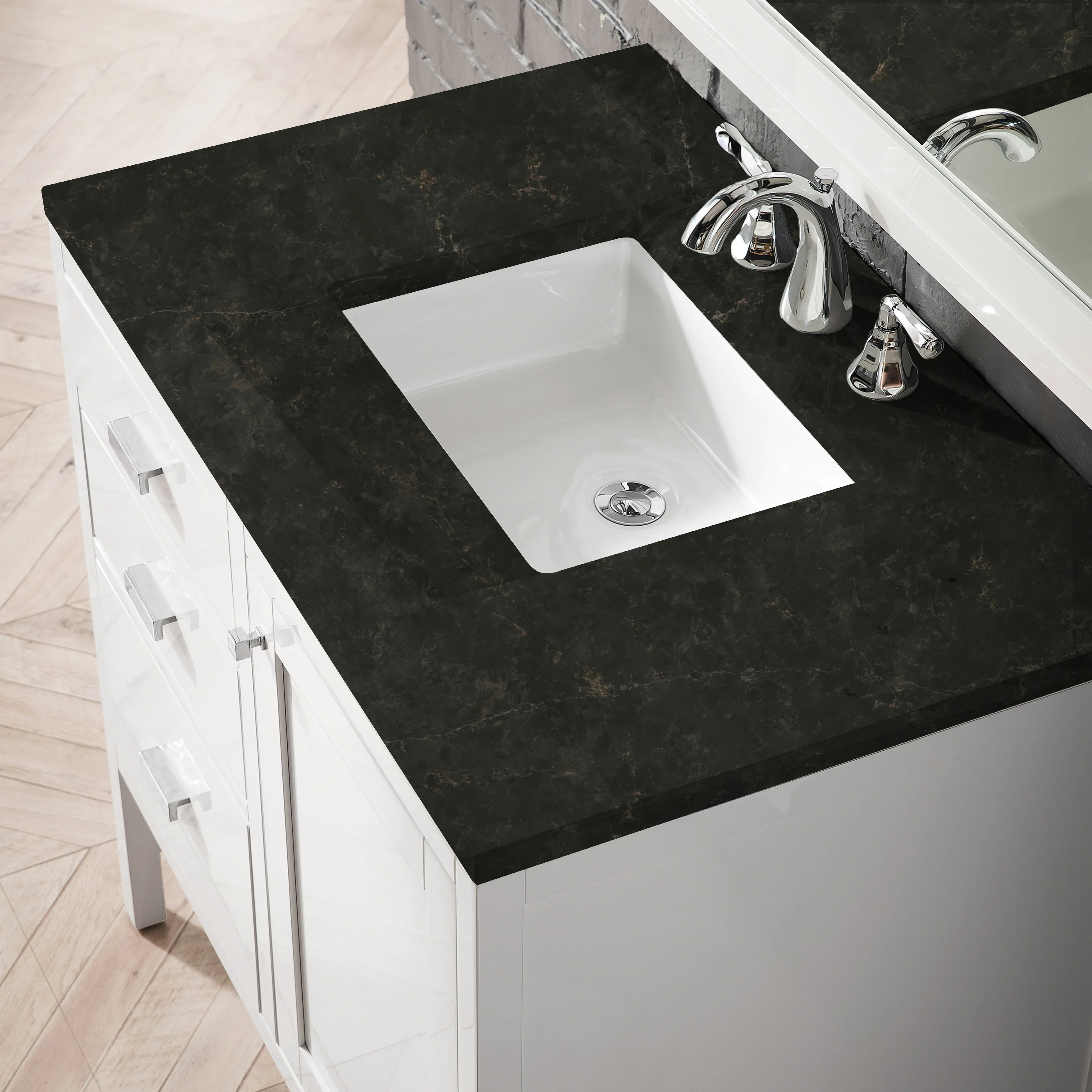Addison 36" Single Vanity, Glossy White, w/ 3 CM Phantome Eclos Top