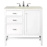 Addison 36" Single Vanity, Glossy White, w/ 3 CM Siberian Silestone Top