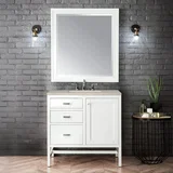 Addison 36" Single Vanity, Glossy White, w/ 3 CM Siberian Silestone Top