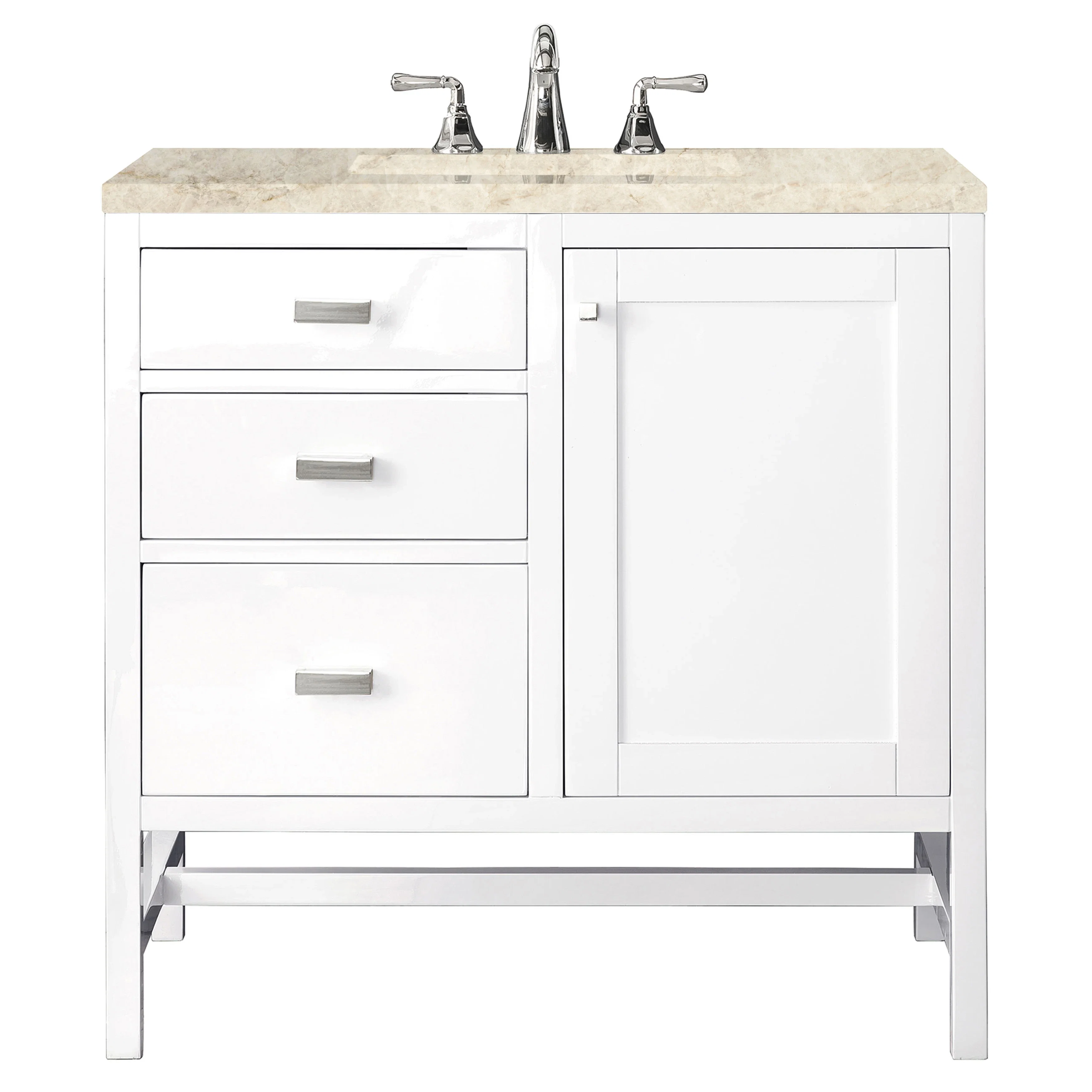 Addison 36" Single Vanity, Glossy White, w/ 3 CM Tajnar Eclos Top