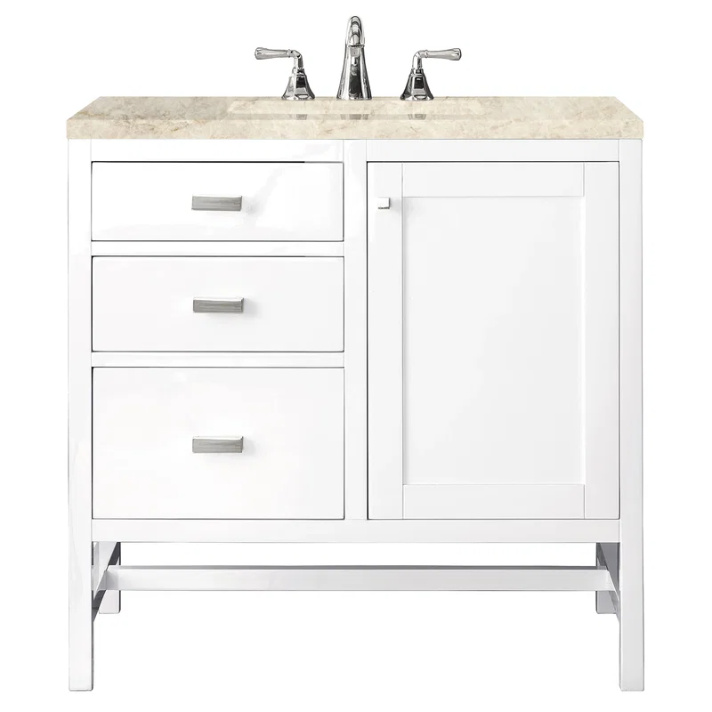 Addison 36" Single Vanity, Glossy White, w/ 3 CM Tajnar Eclos Top