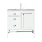 Addison 36" Single Vanity, Glossy White w/ 3 CM Victorian Silver Silestone Top