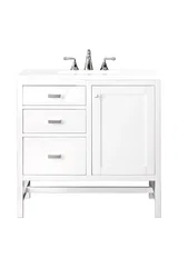Addison 36" Single Vanity, Glossy White w/ 3 CM White Zeus Silestone Top