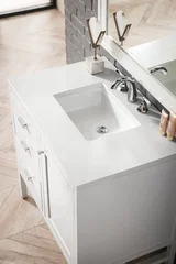 Addison 36" Single Vanity, Glossy White w/ 3 CM White Zeus Silestone Top