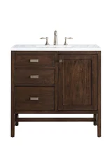 Addison 36" Single Vanity, Mid-Century Acacia w/ 3 CM Carrara White Top