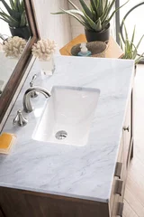 Addison 36" Single Vanity, Mid-Century Acacia w/ 3 CM Carrara White Top