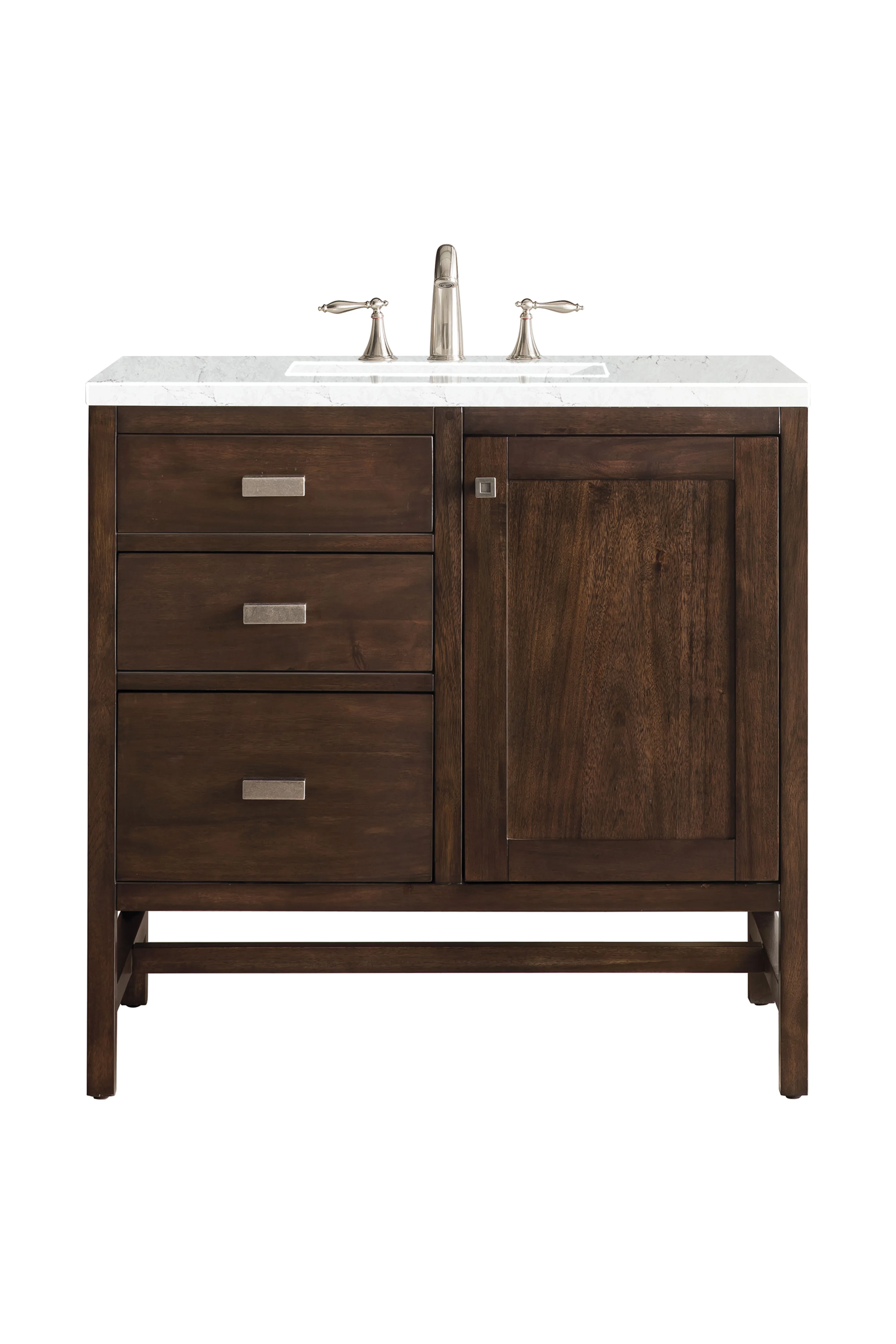 Addison 36" Single Vanity, Mid-Century Acacia w/ 3 CM Eternal Jasmine Pearl Silestone Top