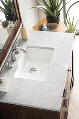 Addison 36" Single Vanity, Mid-Century Acacia w/ 3 CM Eternal Jasmine Pearl Silestone Top