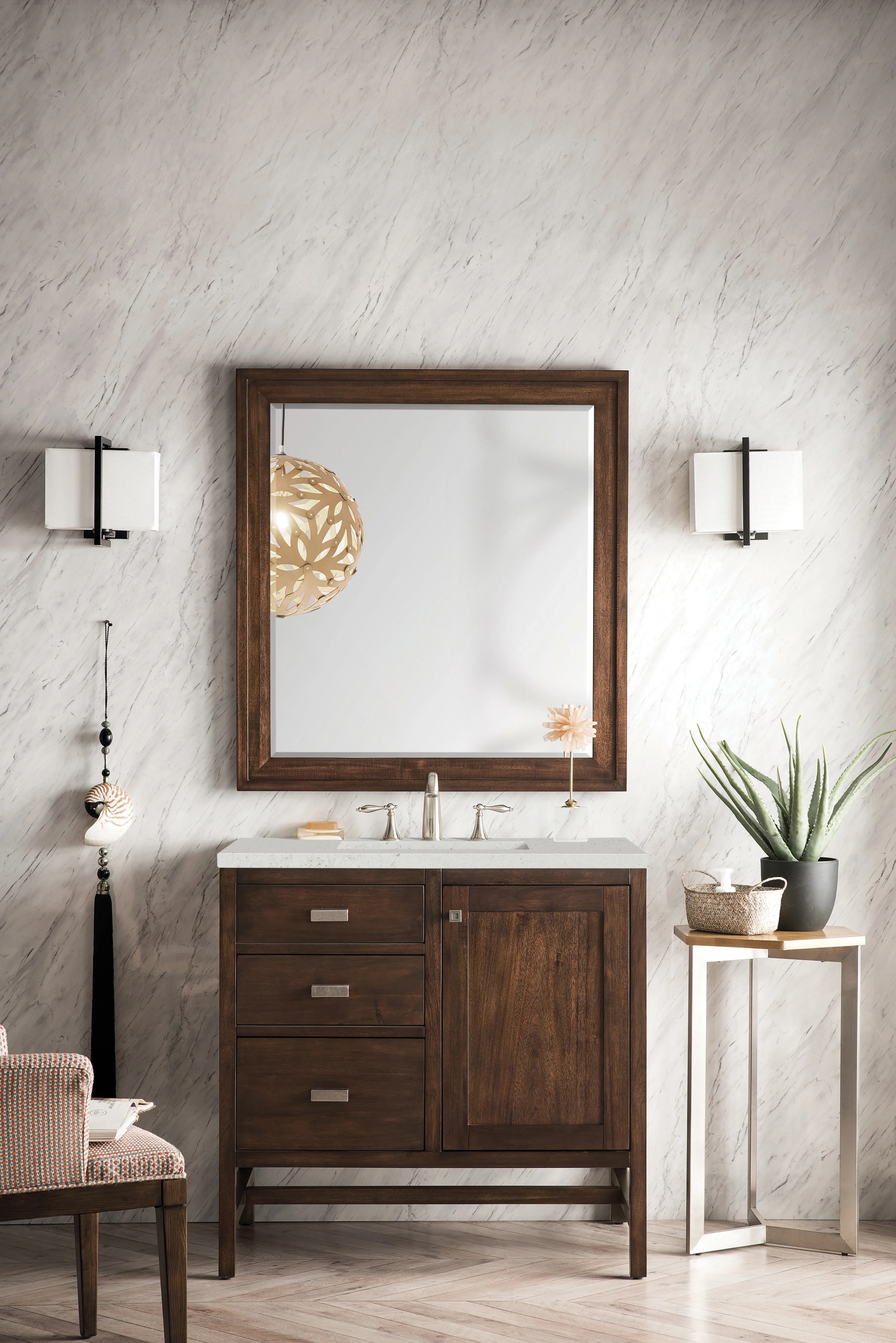 Addison 36" Single Vanity, Mid-Century Acacia w/ 3 CM Lime Delight Silestone Top