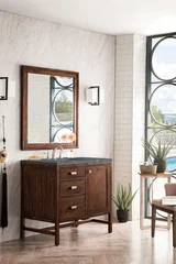 Addison 36" Single Vanity, Mid-Century Acacia w/ 3 CM Parisien Bleu Silestone Top