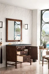 Addison 36" Single Vanity, Mid-Century Acacia w/ 3 CM Parisien Bleu Silestone Top