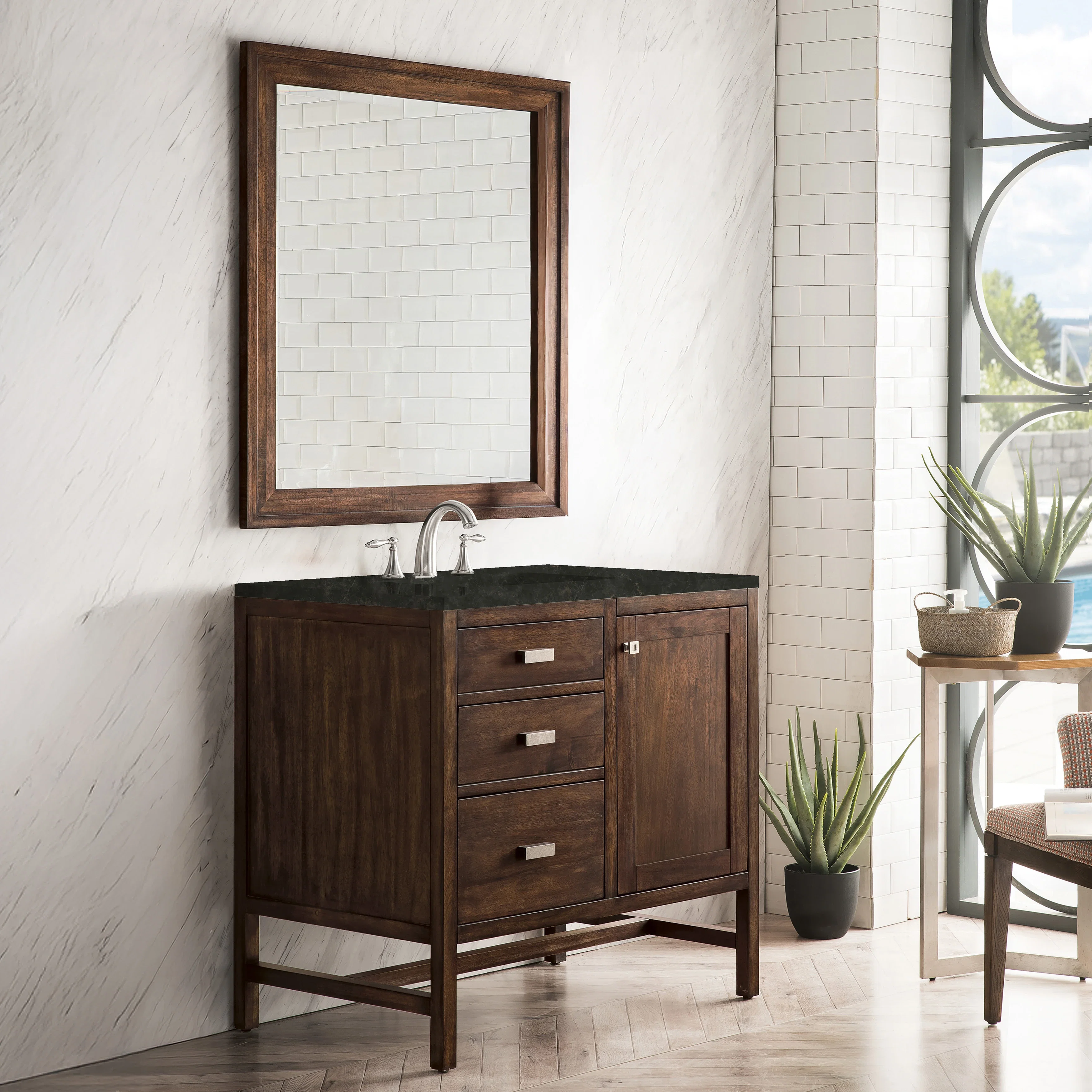 Addison 36" Single Vanity, Mid-Century Acacia, w/ 3 CM Phantome Eclos Top