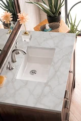 Addison 36" Single Vanity, Mid-Century Acacia w/ 3 CM Victorian Silver Silestone Top