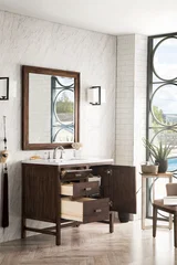 Addison 36" Single Vanity, Mid-Century Acacia w/ 3 CM White Zeus Silestone Top