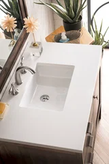 Addison 36" Single Vanity, Mid-Century Acacia w/ 3 CM White Zeus Silestone Top