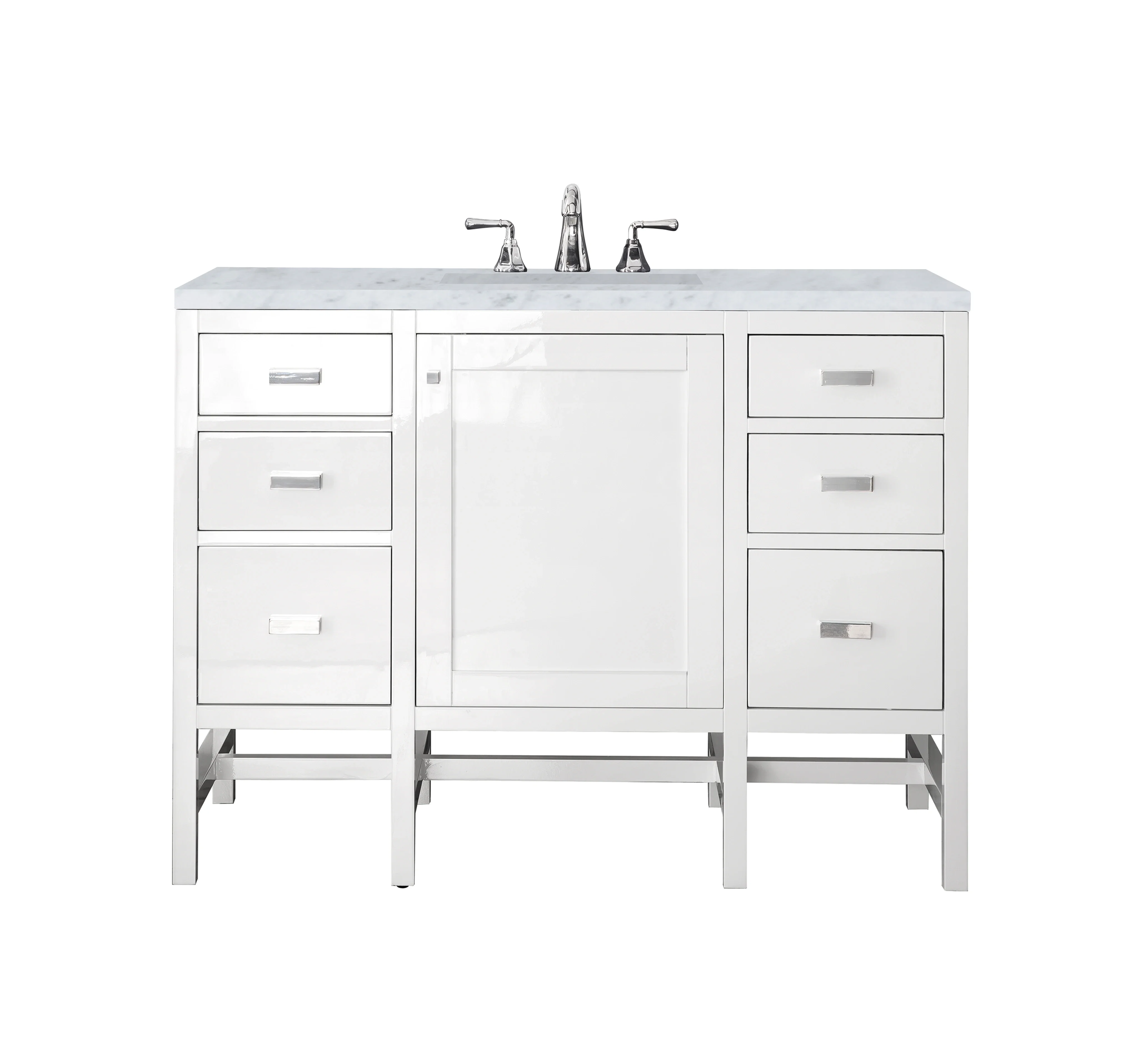 Addison 48" Single Vanity, Glossy White w/ 3 CM Carrara White Top