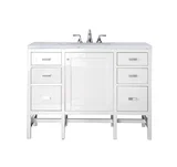 Addison 48" Single Vanity, Glossy White w/ 3 CM Carrara White Top
