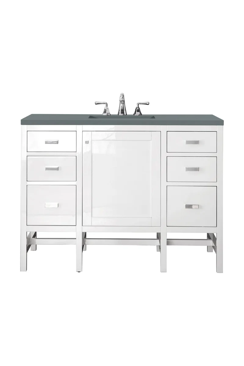 Addison 48" Single Vanity, Glossy White w/ 3 CM Cala Blue Top