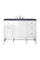 Addison 48" Single Vanity, Glossy White w/ 3 CM Charcoal Soapstone Silestone Top
