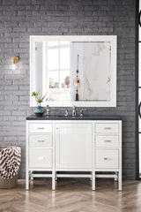 Addison 48" Single Vanity, Glossy White w/ 3 CM Charcoal Soapstone Silestone Top