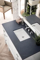 Addison 48" Single Vanity, Glossy White w/ 3 CM Charcoal Soapstone Silestone Top