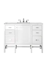 Addison 48" Single Vanity, Glossy White w/ 3 CM Ethereal Noctis Top