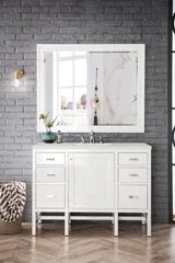 Addison 48" Single Vanity, Glossy White w/ 3 CM Lime Delight Silestone Top
