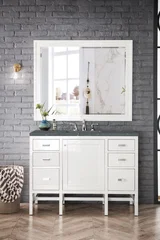 Addison 48" Single Vanity, Glossy White w/ 3 CM Parisien Bleu Silestone Top