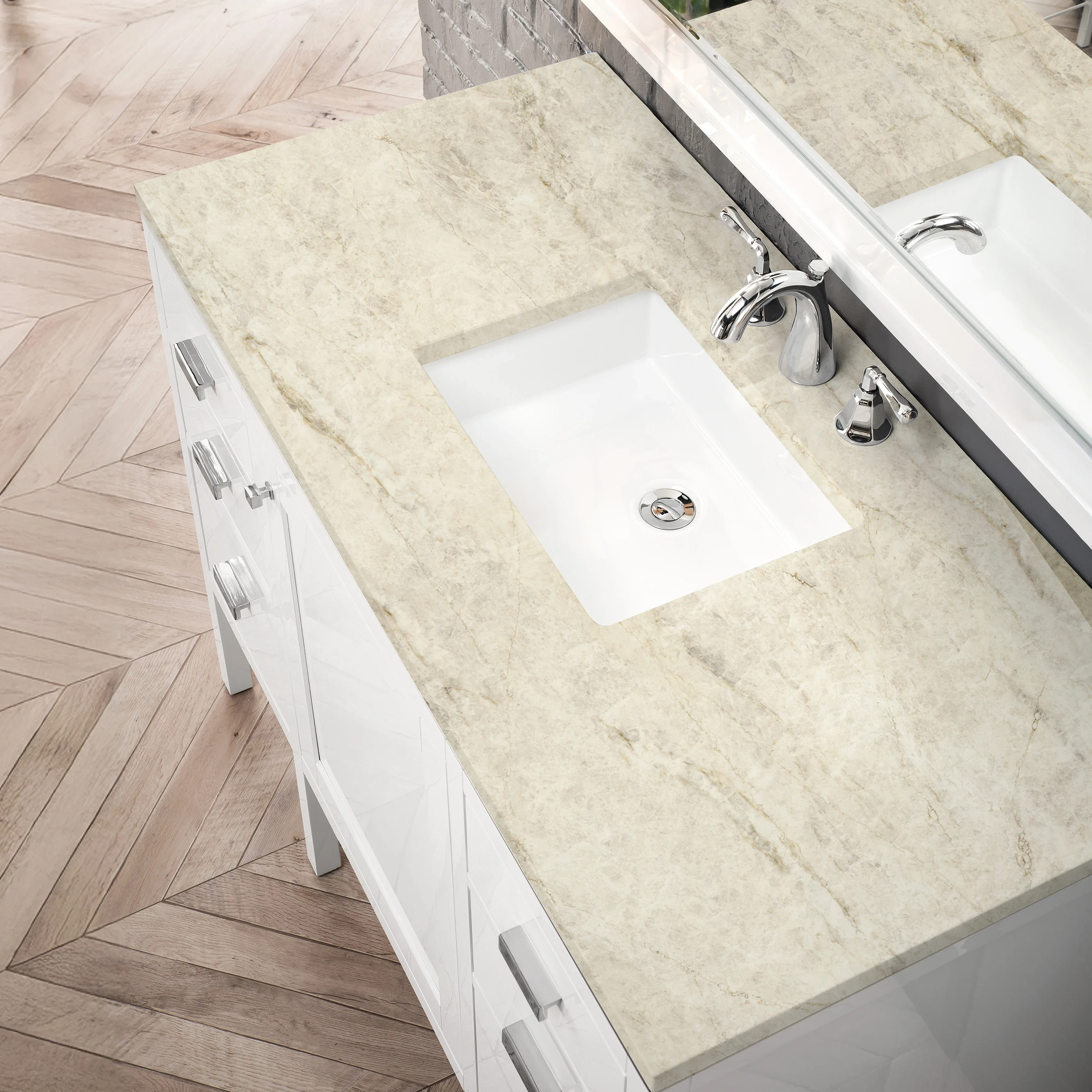 Addison 48" Single Vanity, Glossy White, w/ 3 CM Tajnar Eclos Top