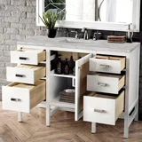 Addison 48" Single Vanity, Glossy White w/ 3 CM Victorian Silver Silestone Top