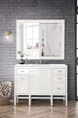 Addison 48" Single Vanity, Glossy White w/ 3 CM White Zeus Silestone Top