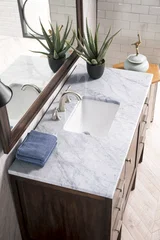 Addison 48" Single Vanity, Mid-Century Acacia w/ 3 CM Carrara White Top