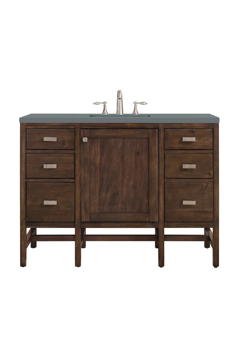 Addison 48" Single Vanity, Mid-Century Acacia w/ 3 CM Cala Blue Silestone Top