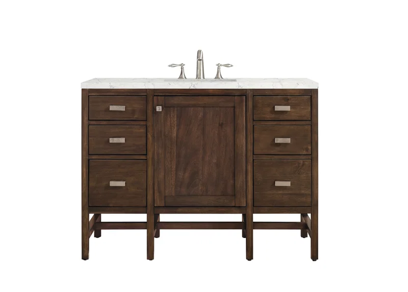Addison 48" Single Vanity, Mid-Century Acacia w/ 3 CM Eternal Jasmine Pearl Silestone Top